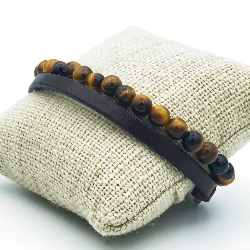 Gemstone and Leather Double Wrap