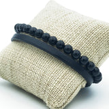 Gemstone and Leather Double Wrap