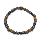 Recycled Glass and Wood Stretch Bracelet
