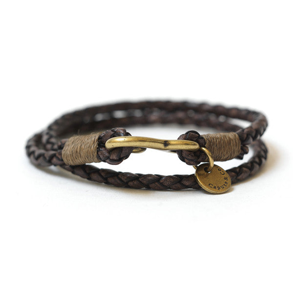 Lucky Dog Leather  Braided Leather Rope Bracelet-Double Wrap-Tan