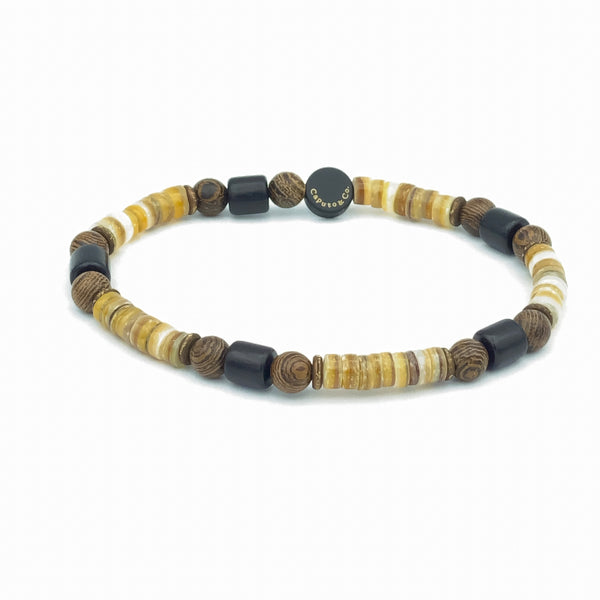 Shell and Wood Stretch Bracelet