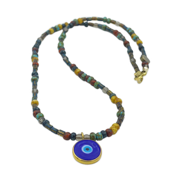 Evil Eye Beaded Necklace, turquoise necklace – Augusta Jewellery