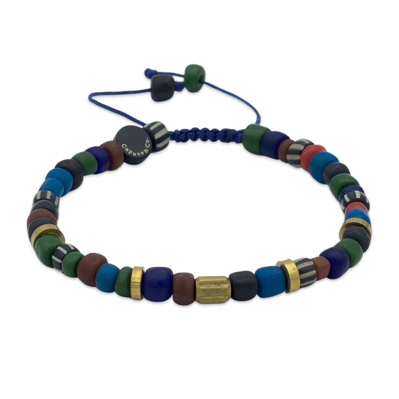 Multi Color Glass And Brass Bracelet