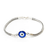 Woven Silver Evil Eye Bracelet