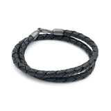 Braided Leather Double Wrap with Blackened Silver Hook