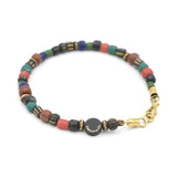 Multi Color Glass and Brass Beads Bracelet