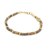 Barrel Gemstone and Brass Bead Bracelet