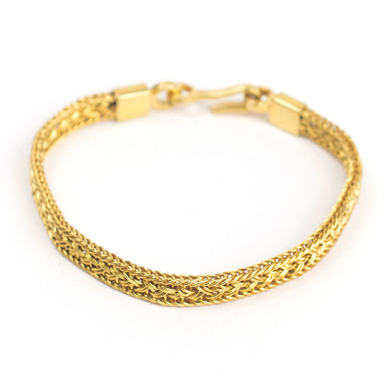 Wide Artisan Gold Bracelet