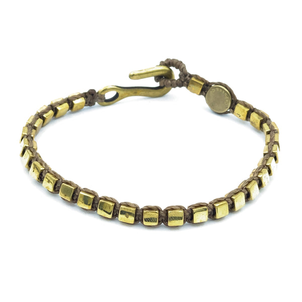 Square Brass Bead Bracelet