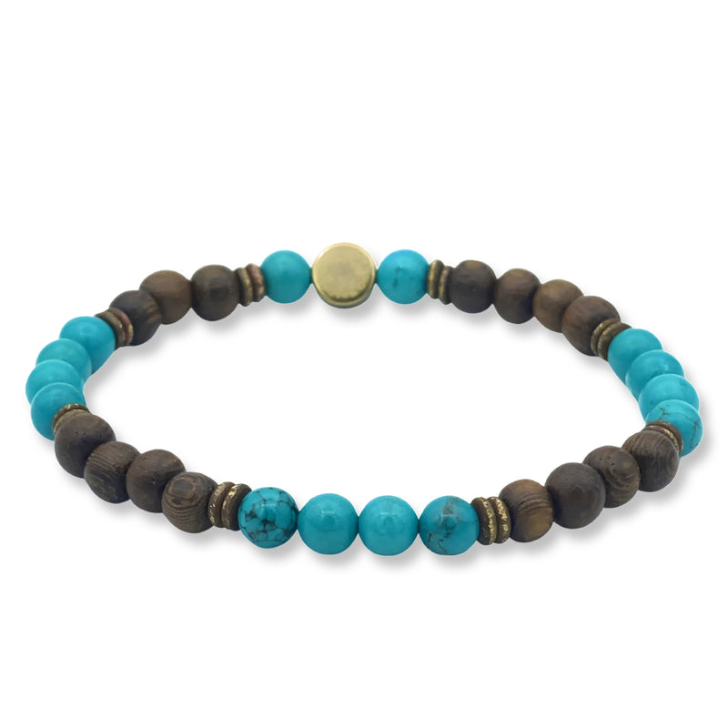Protection Stone and Wood Stretch Bracelet