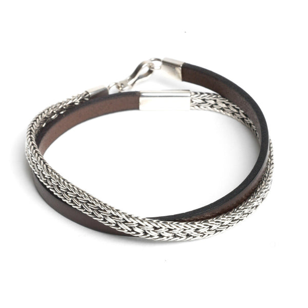 Artisan Silver and Leather Double Wrap