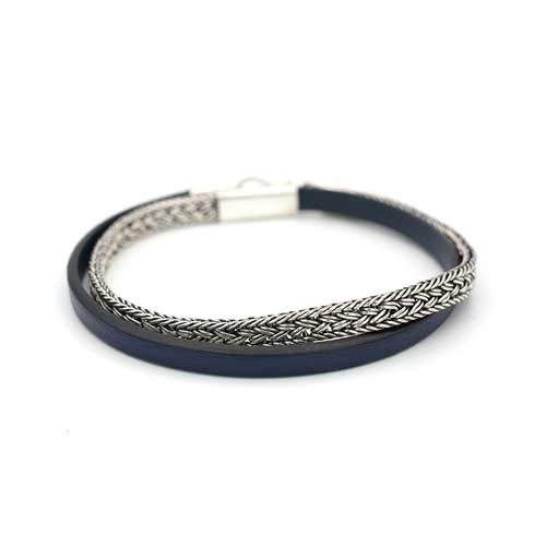 Artisan Silver and Leather Double Wrap