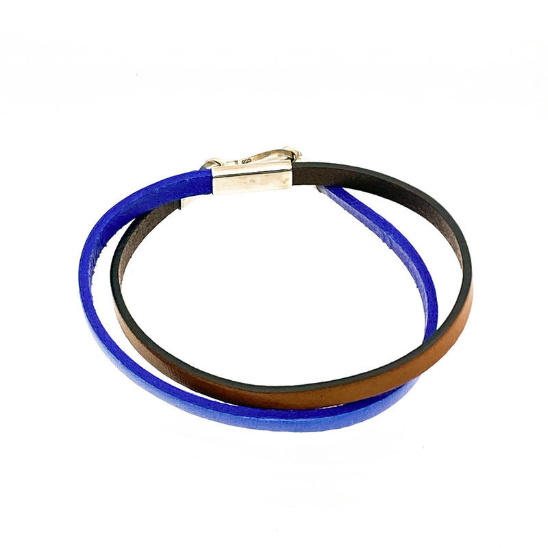 Color-Blocked Leather Double Wrap