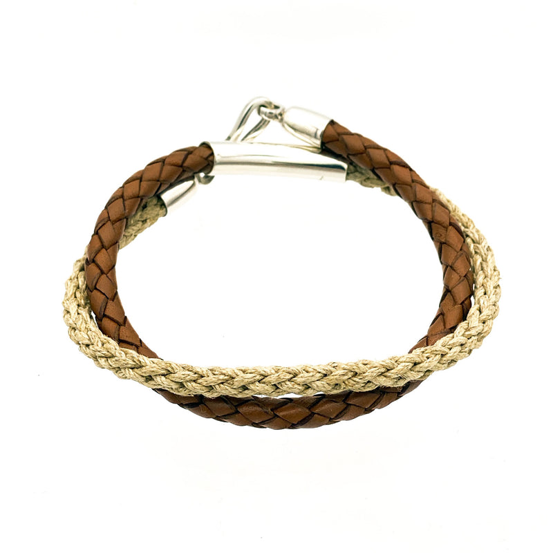 Braided Leather and Jute Bracelet