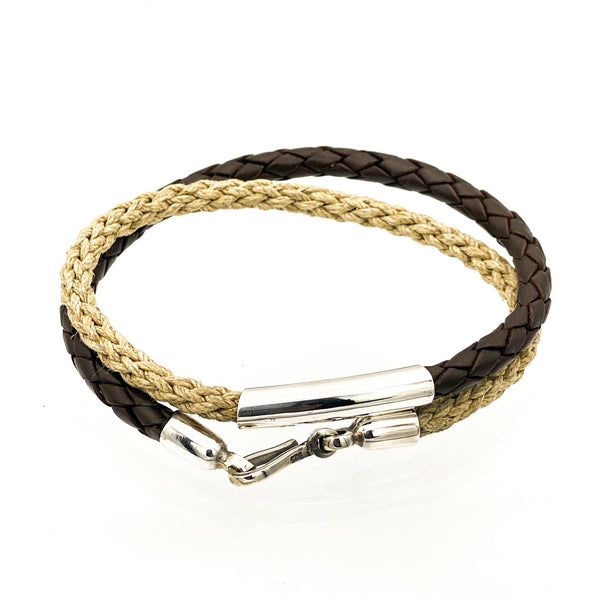 Braided Leather and Jute Bracelet