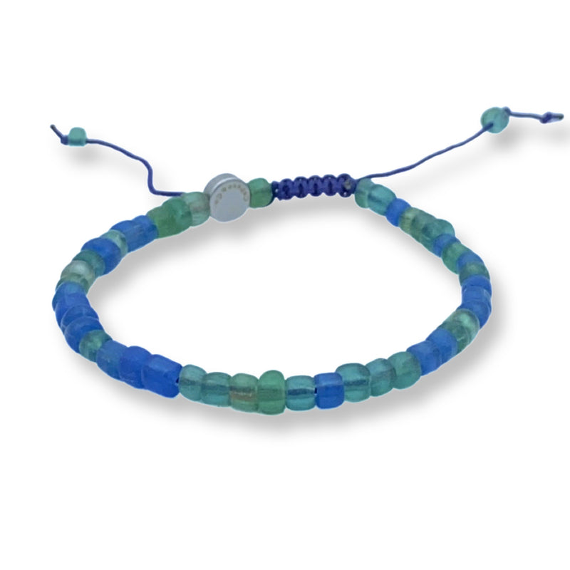 Multi Color Recycled Glass Bead Bracelet