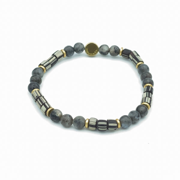 Gemstone And Java Glass Stretch Bracelet